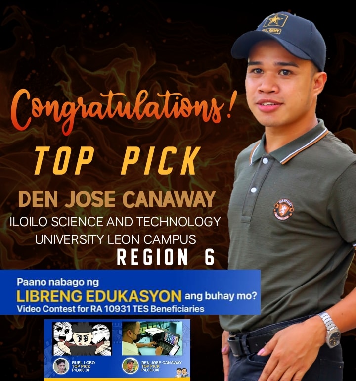 ISAT U Leon Campus’ pride Den Jose Canaway, selected as top pick in TES Video Contest