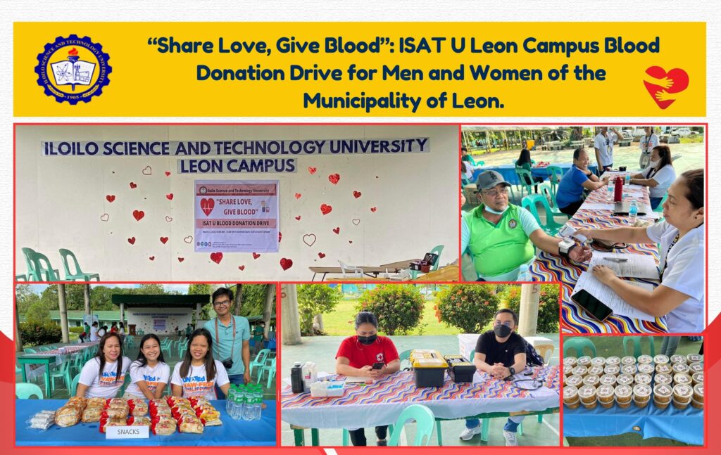 “Share Love, Give Blood”: ISAT U Leon Campus Blood Donation Drive for Men and Women of the Municipality of Leon.