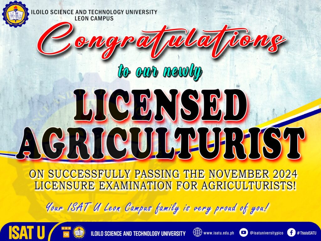 Congratulations to ISAT U Leon Campus newly licensed agriculturists!