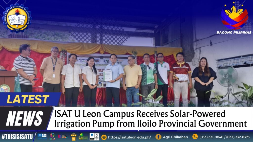 ISAT U Leon Campus Receives Solar-Powered Irrigation Pump from Iloilo Provincial Government