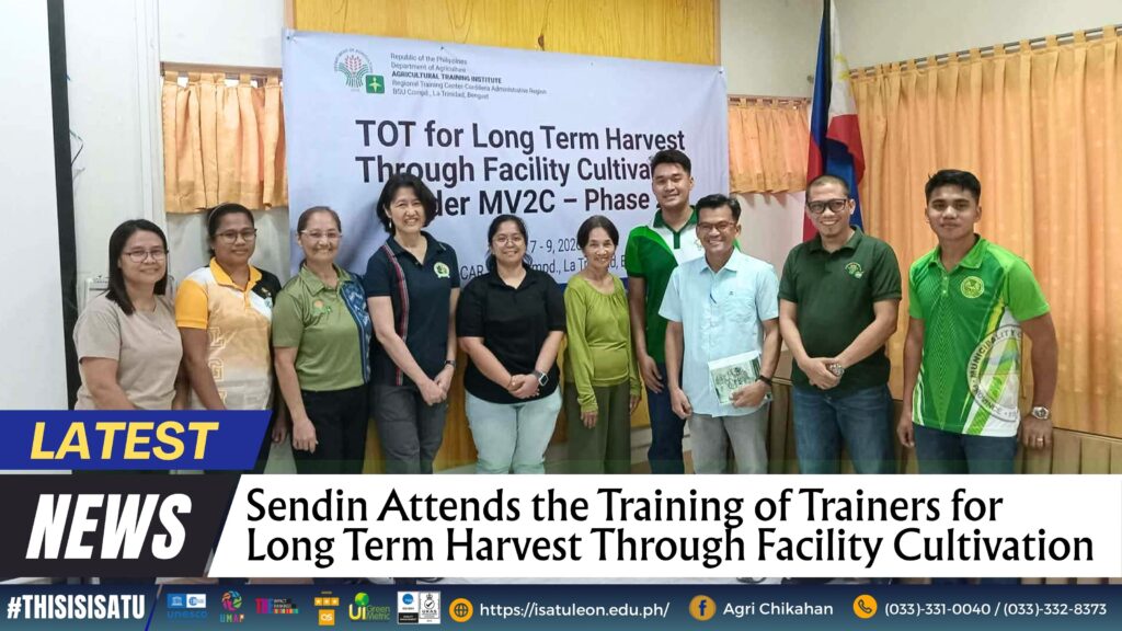 Sendin Attends the Training of Trainers for Long Term Harvest Through Facility Cultivation Sendin Attends the Training of Trainers for Long Term Harvest Through Facility Cultivation
